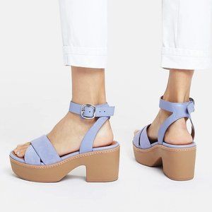 Fitflop Pilar Suede-Mix Ankle-Strap Platform Sandals in Lavender Purple Size 9